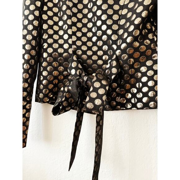 Lovers + Friends Pauline Jacket Cropped Black Metallic Gold Polka Dots Going Out - Picture 10 of 14
